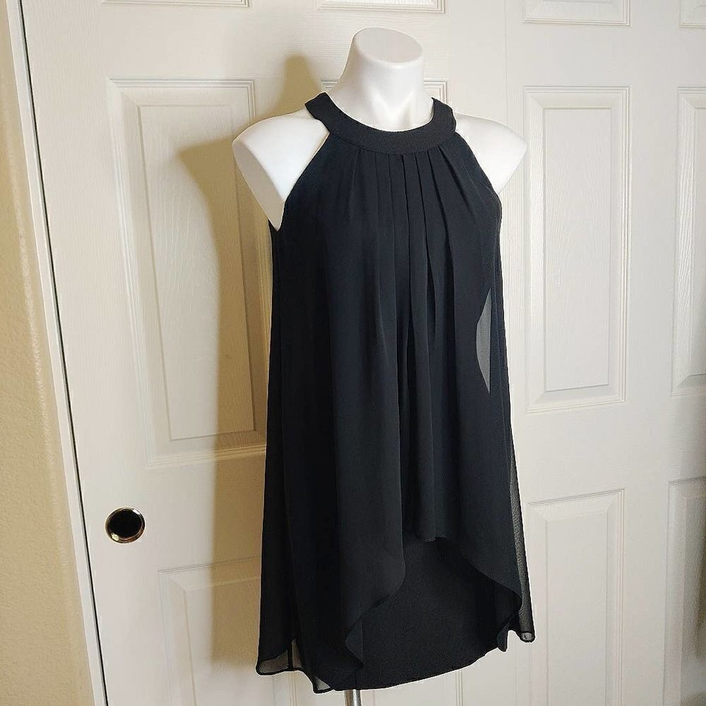 White House Black Market chiffon overlay sheath dress sz 0